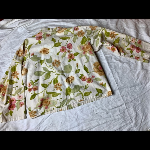 Sz 14/16 90’s Vintage Watercolor Linen Blend top - Picture 4 of 12